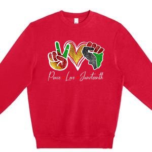 Peace Love Juneteenth Black Pride Freedom 4th Of July Premium Crewneck Sweatshirt