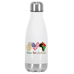 Peace Love Juneteenth Black Pride Freedom Independence Day Cool Gift Stainless Steel Insulated Water Bottle