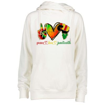 Peace Love Juneteenth Black Pride Freedom Gift Womens Funnel Neck Pullover Hood