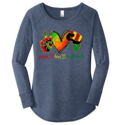 Peace Love Juneteenth Black Pride Freedom Gift Women's Perfect Tri Tunic Long Sleeve Shirt