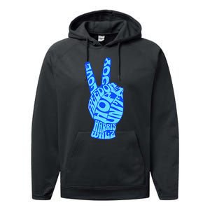 Peace Love Joy Freedom Unity Hope Harris Walz Election 2024 Gift Performance Fleece Hoodie