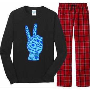 Peace Love Joy Freedom Unity Hope Harris Walz Election 2024 Gift Long Sleeve Pajama Set