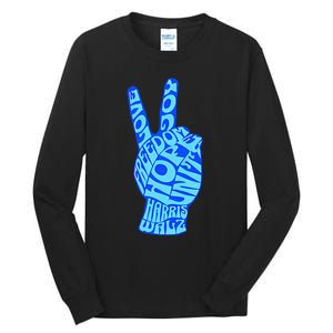 Peace Love Joy Freedom Unity Hope Harris Walz Election 2024 Gift Tall Long Sleeve T-Shirt