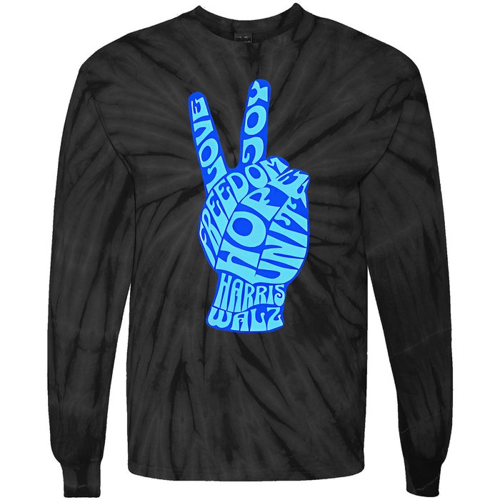 Peace Love Joy Freedom Unity Hope Harris Walz Election 2024 Gift Tie-Dye Long Sleeve Shirt