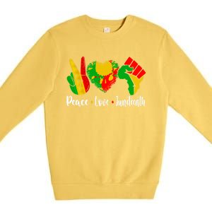 Peace Love Juneteenth Funny Black History Month Graphic Funny Gift Premium Crewneck Sweatshirt