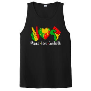 Peace Love Juneteenth Funny Black History Month Graphic Funny Gift PosiCharge Competitor Tank