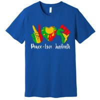 Peace Love Juneteenth Funny Black History Month Graphic Funny Gift Premium T-Shirt