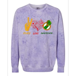 Peace Love Juneteenth Black History Pride African American Colorblast Crewneck Sweatshirt