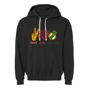 Peace Love Juneteenth Black History Pride African American Garment-Dyed Fleece Hoodie