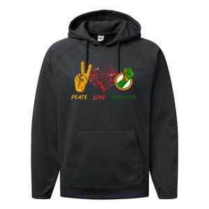 Peace Love Juneteenth Black History Pride African American Performance Fleece Hoodie