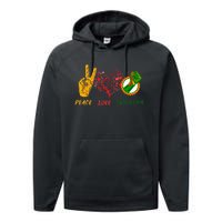 Peace Love Juneteenth Black History Pride African American Performance Fleece Hoodie