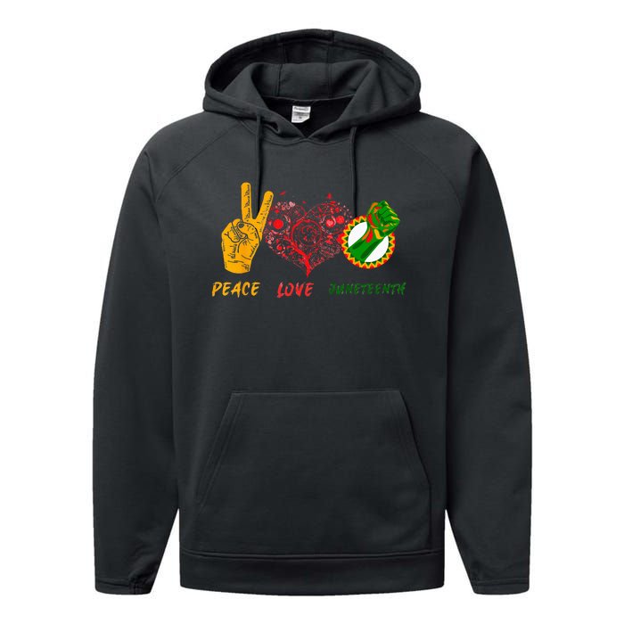 Peace Love Juneteenth Black History Pride African American Performance Fleece Hoodie