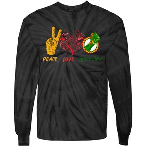 Peace Love Juneteenth Black History Pride African American Tie-Dye Long Sleeve Shirt