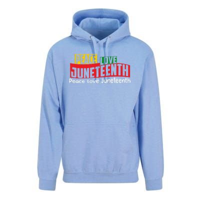 Peace Love Juneteenth Graphic Unisex Surf Hoodie