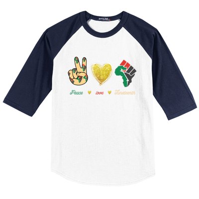 Peace Love Juneteenth Outfit Gift Baseball Sleeve Shirt