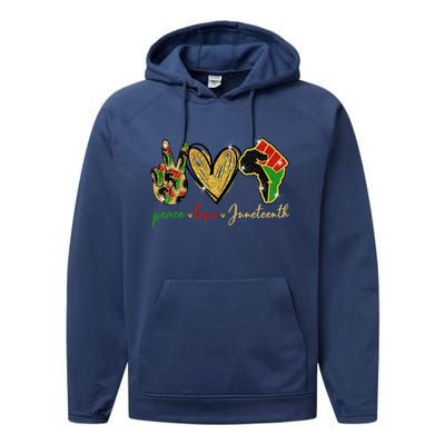 Peace Love Juneteenth Cool Gift Cute Gift Performance Fleece Hoodie