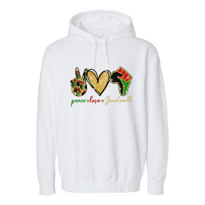 Peace Love Juneteenth Cool Gift Cute Gift Garment-Dyed Fleece Hoodie