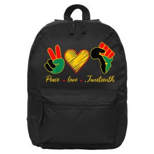 Peace Love Juneteenth Pride Black Girl Black Queen & King 16 in Basic Backpack