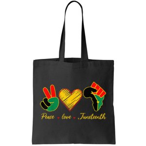 Peace Love Juneteenth Pride Black Girl Black Queen & King Tote Bag