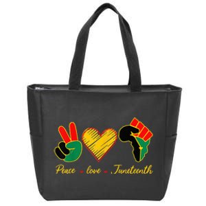 Peace Love Juneteenth Pride Black Girl Black Queen & King Zip Tote Bag