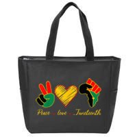 Peace Love Juneteenth Pride Black Girl Black Queen & King Zip Tote Bag