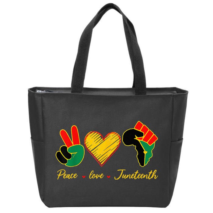 Peace Love Juneteenth Pride Black Girl Black Queen & King Zip Tote Bag