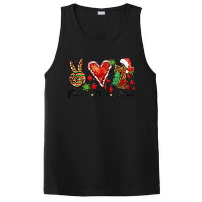 Peace Love Jesus Leopard Cross Christmas Pjs Xmas Pajamas Swea PosiCharge Competitor Tank