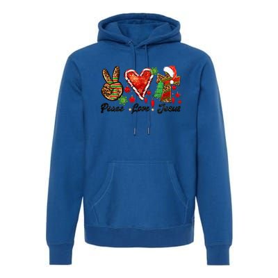 Peace Love Jesus Leopard Cross Christmas Pjs Xmas Pajamas Swea Premium Hoodie