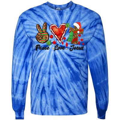 Peace Love Jesus Leopard Cross Christmas Pjs Xmas Pajamas Swea Tie-Dye Long Sleeve Shirt