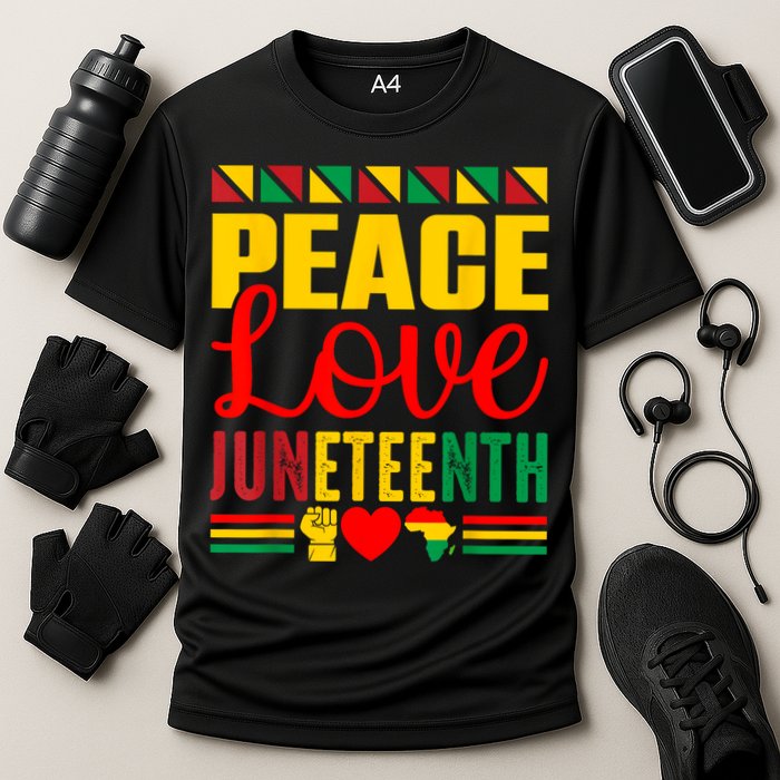 Peace Love & Juneteenth June 19th Freedom Day Cooling Performance Crew T-Shirt