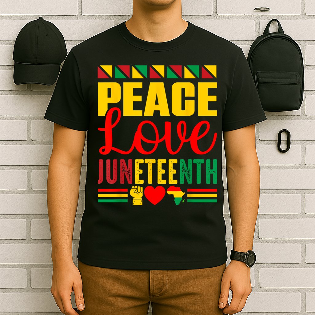 Peace Love & Juneteenth June 19th Freedom Day T-Shirt