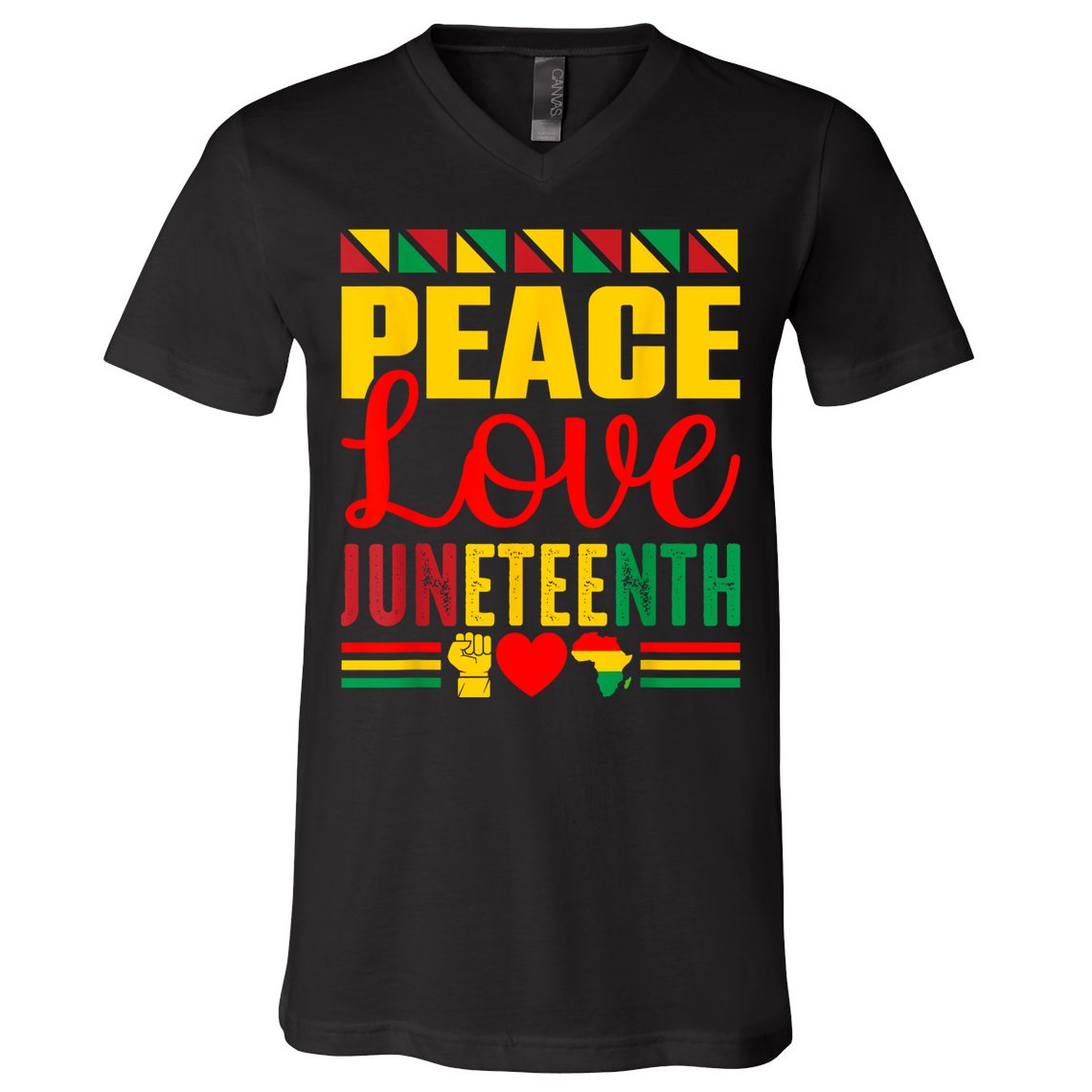 Peace Love & Juneteenth June 19th Freedom Day V-Neck T-Shirt
