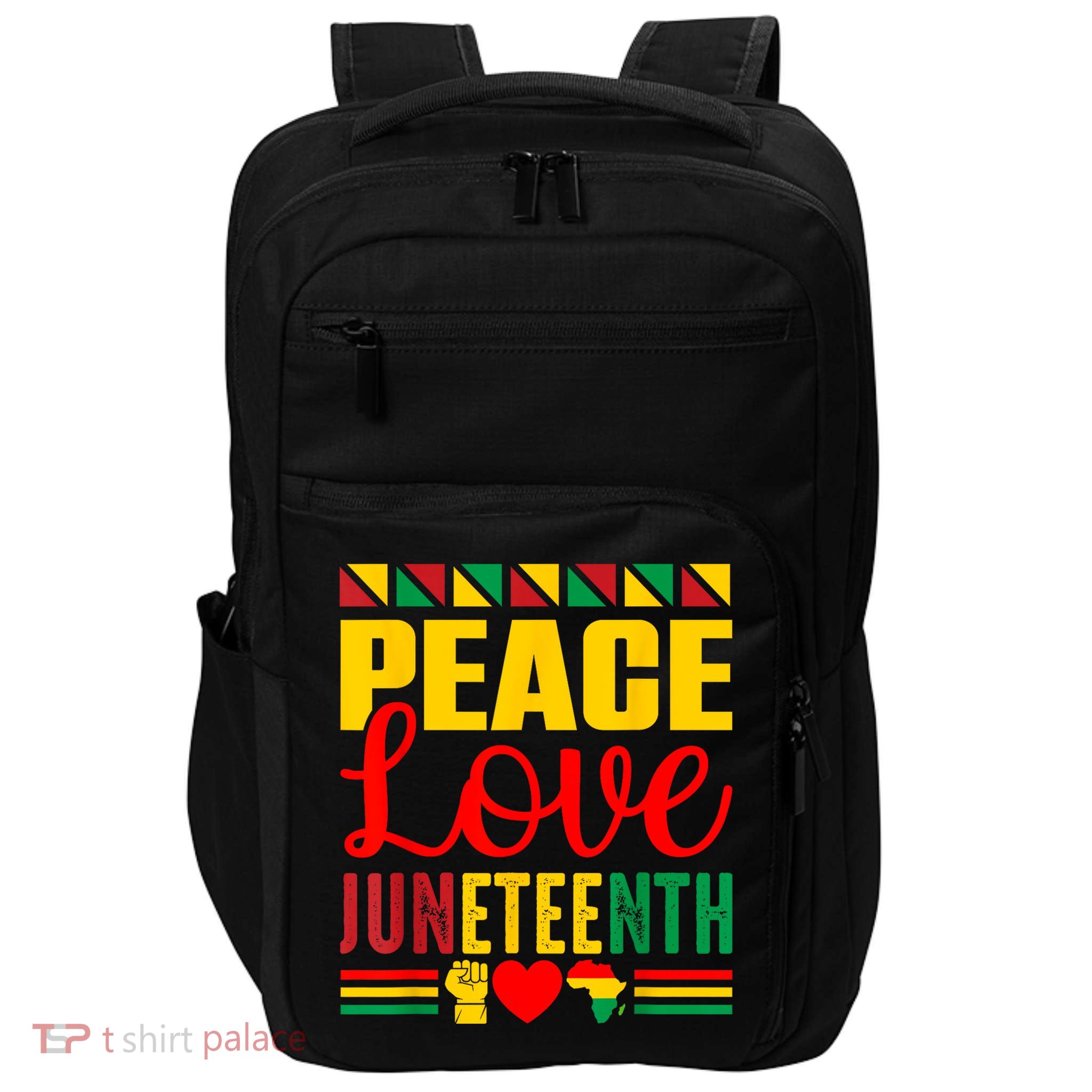 Peace Love & Juneteenth June 19th Freedom Day Impact Tech Backpack