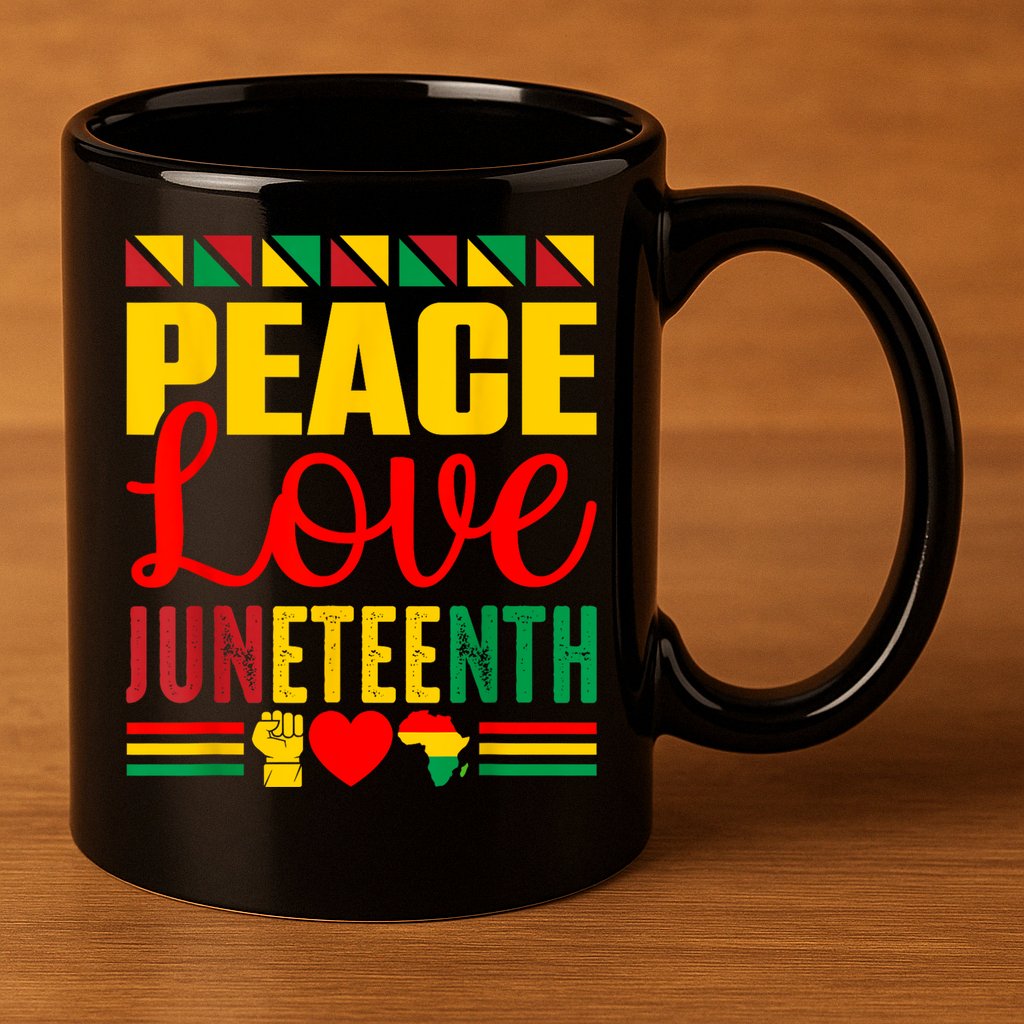 Peace Love & Juneteenth June 19th Freedom Day 11oz C Handle Ceramic Mug