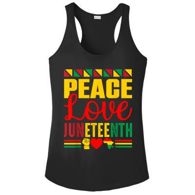 Peace Love & Juneteenth June 19th Freedom Day Ladies PosiCharge Competitor Racerback Tank