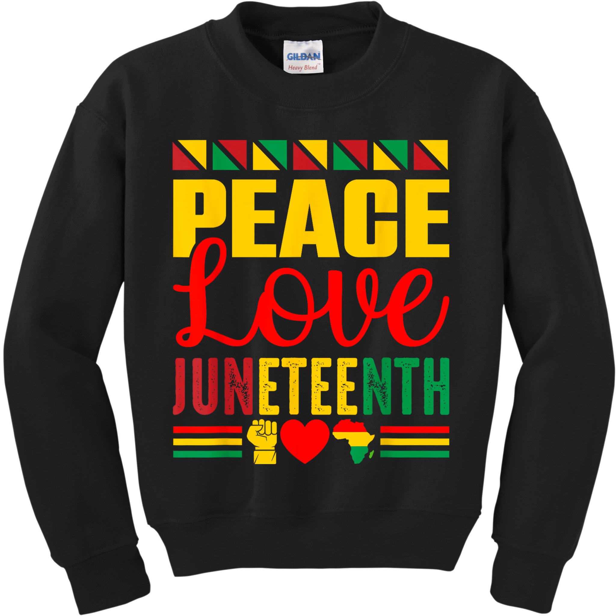 Peace Love & Juneteenth June 19th Freedom Day Kids Sweatshirt
