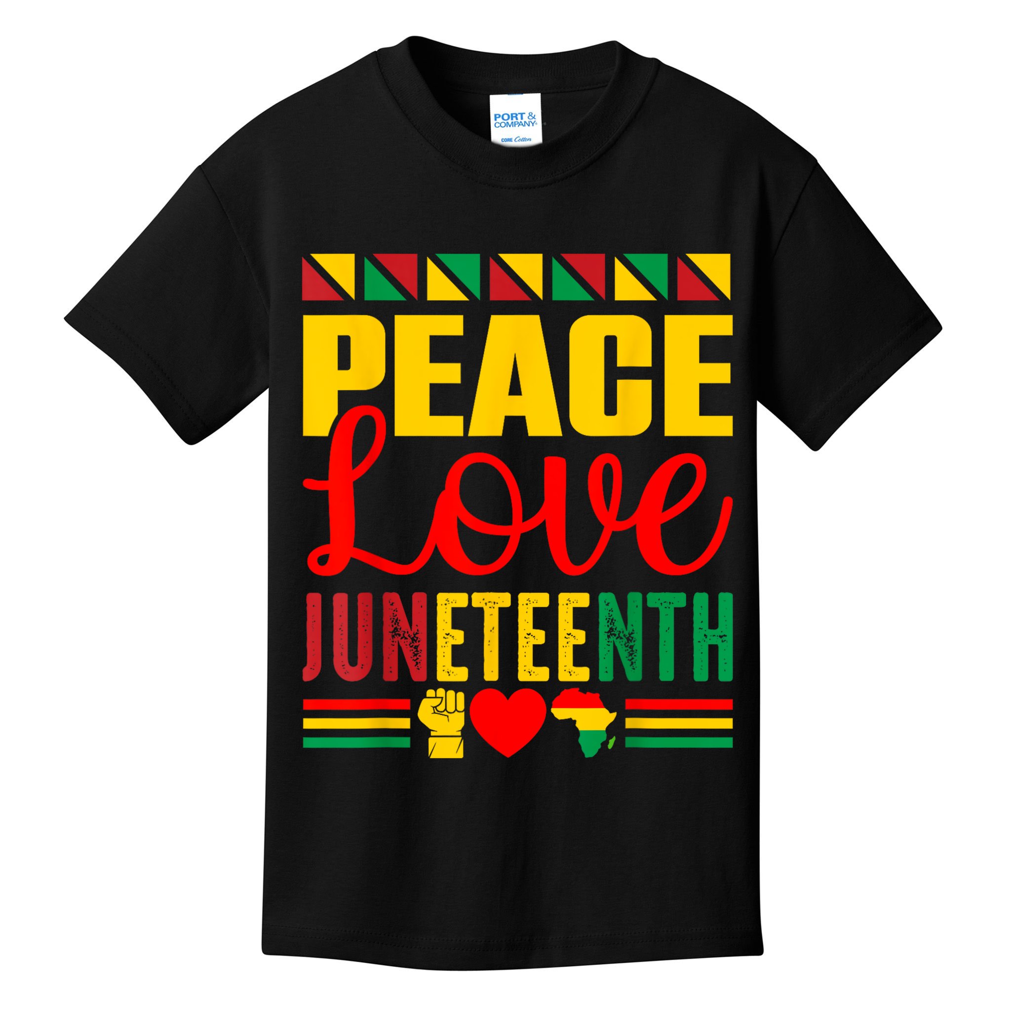 Peace Love & Juneteenth June 19th Freedom Day Kids T-Shirt