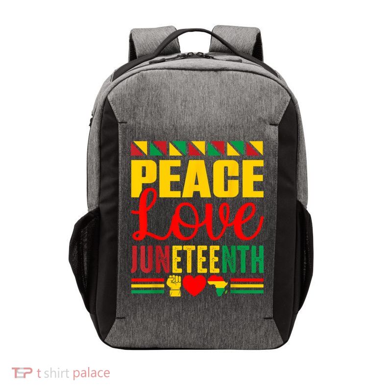Peace Love & Juneteenth June 19th Freedom Day Vector Backpack