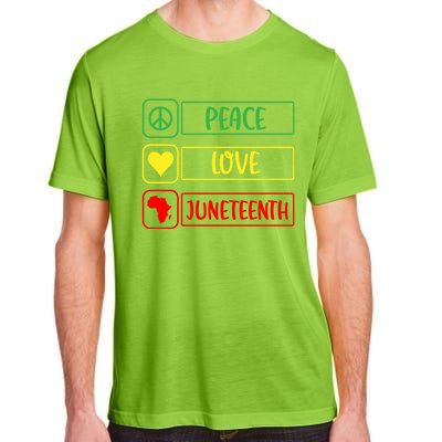 Peace Love Juneteenth Gift African American Pride Strong Black Gift Adult ChromaSoft Performance T-Shirt