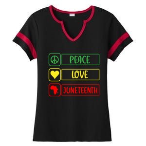 Peace Love Juneteenth Gift African American Pride Strong Black Gift Ladies Halftime Notch Neck Tee