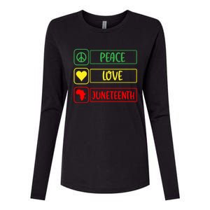 Peace Love Juneteenth Gift African American Pride Strong Black Gift Womens Cotton Relaxed Long Sleeve T-Shirt