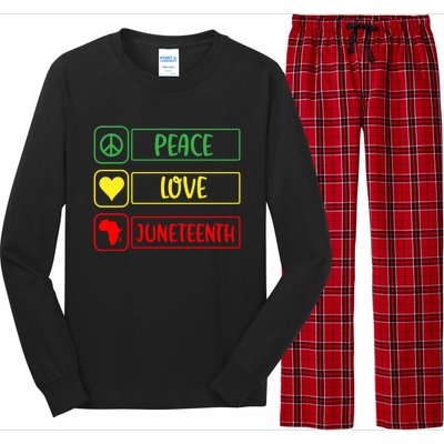 Peace Love Juneteenth Gift African American Pride Strong Black Gift Long Sleeve Pajama Set