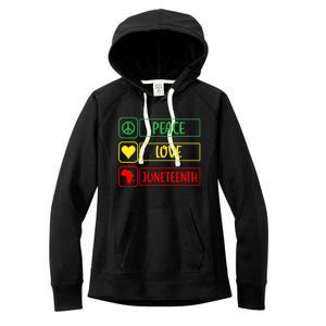 Peace Love Juneteenth Gift African American Pride Strong Black Gift Women's Fleece Hoodie