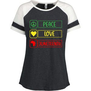 Peace Love Juneteenth Gift African American Pride Strong Black Gift Enza Ladies Jersey Colorblock Tee