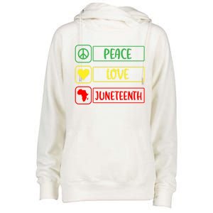 Peace Love Juneteenth Gift African American Pride Strong Black Gift Womens Funnel Neck Pullover Hood