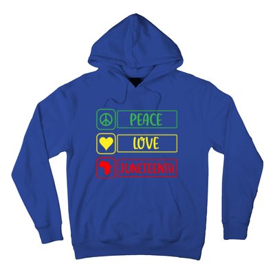 Peace Love Juneteenth Gift African American Pride Strong Black Gift Hoodie