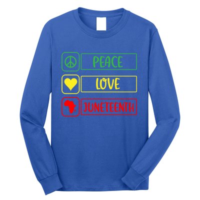 Peace Love Juneteenth Gift African American Pride Strong Black Gift Long Sleeve Shirt