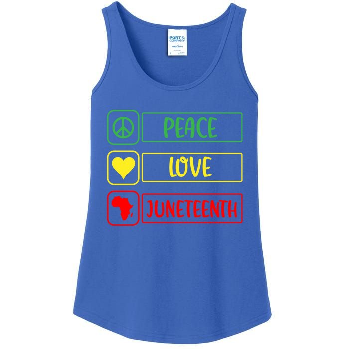 Peace Love Juneteenth Gift African American Pride Strong Black Gift Ladies Essential Tank