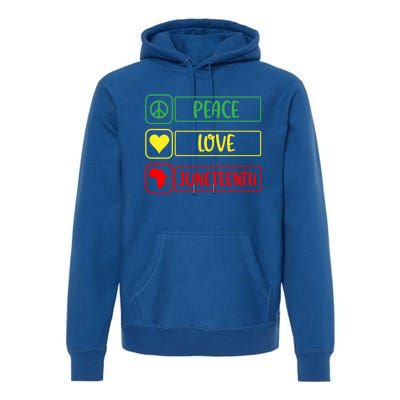 Peace Love Juneteenth Gift African American Pride Strong Black Gift Premium Hoodie