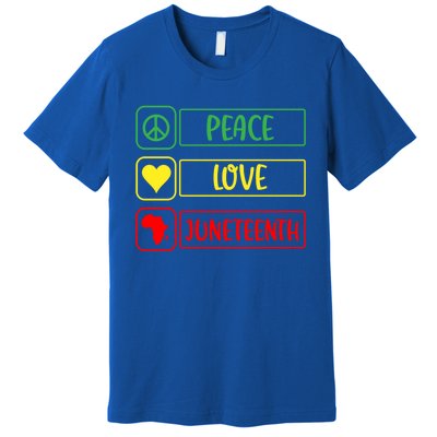 Peace Love Juneteenth Gift African American Pride Strong Black Gift Premium T-Shirt